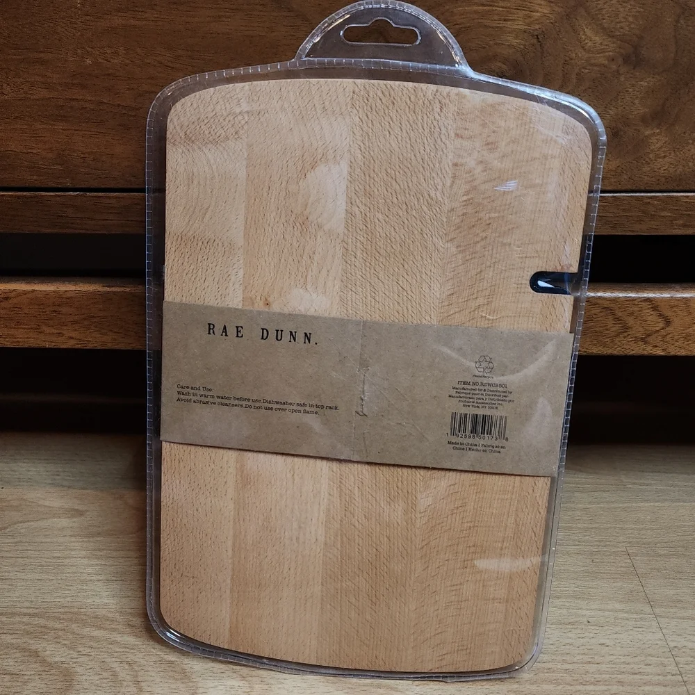 New Rae Dunn Cutting Board And Utility Cream Knife Faux Wood Handle - Picture 7 of 10